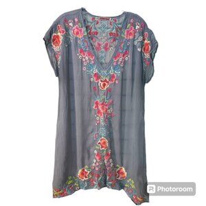Johnny Was Gray Embroidered Tunic M Medium